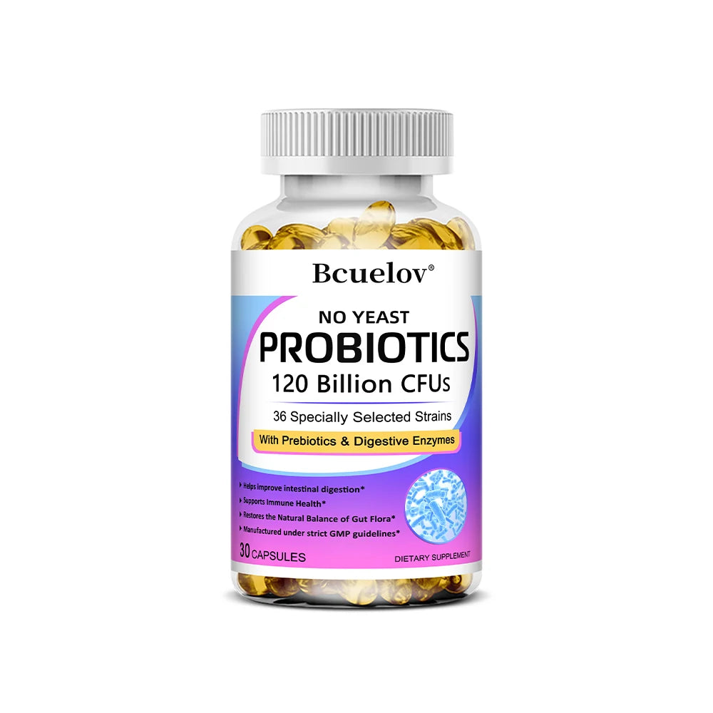 Probiotics 120 Billion CFU 36 Strains Contains Prebiotics and Digestive Enzymes for Digestion and Immune Support Vegan, Non-GMO